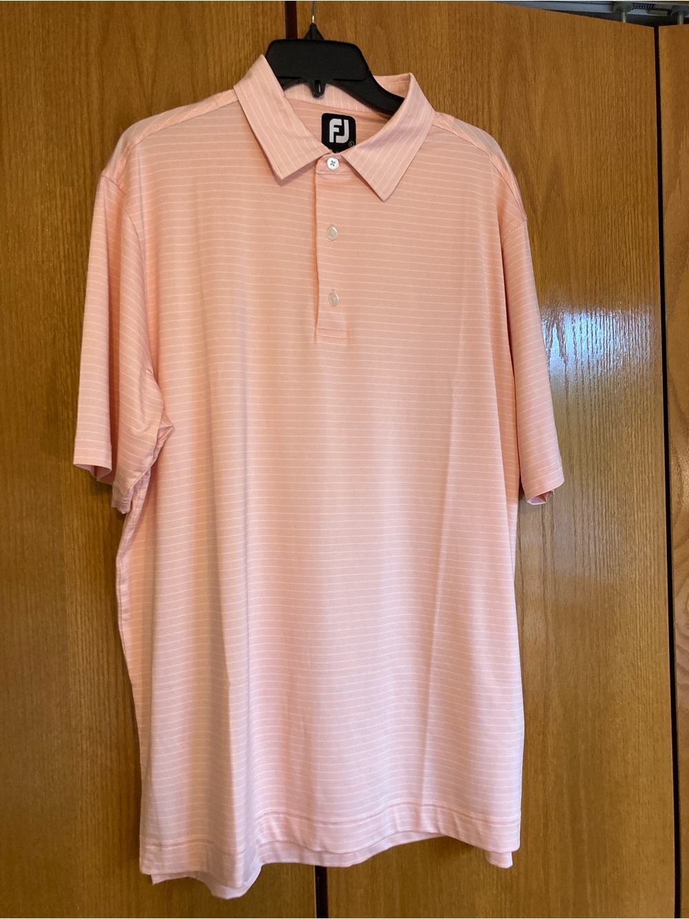 FootJoy Men’s Light Peach Striped Golf Polo - size Large